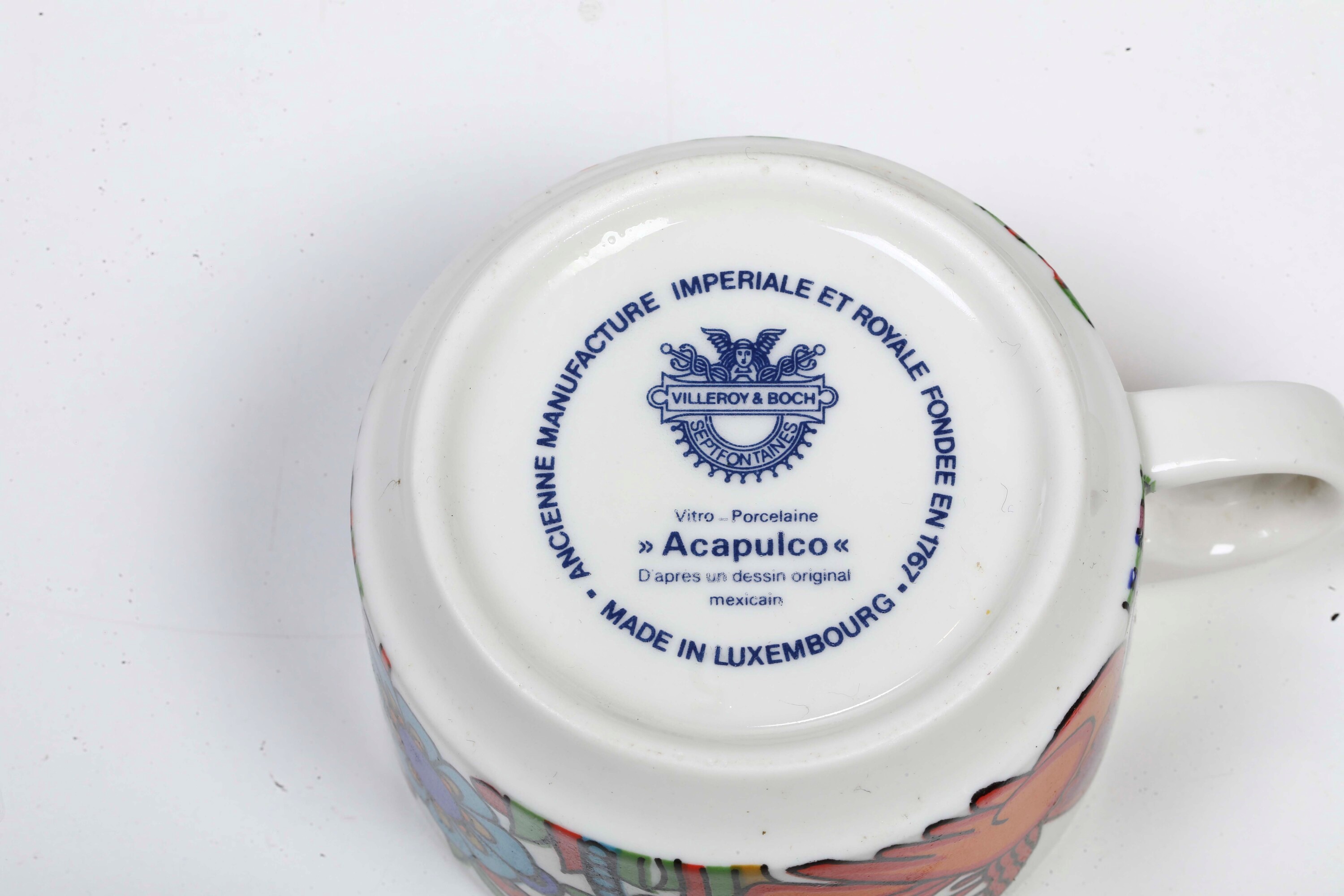 Sei Tazze da Caffè con Piattino "acapulco".belgio, Manifattura di Villeroy & Boch, 1980 Circa.