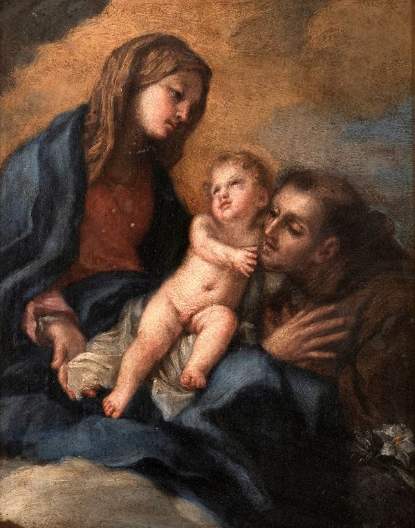 Scuola del XVII secolo Madonna con Bambino e Sant'Antonio da Padova