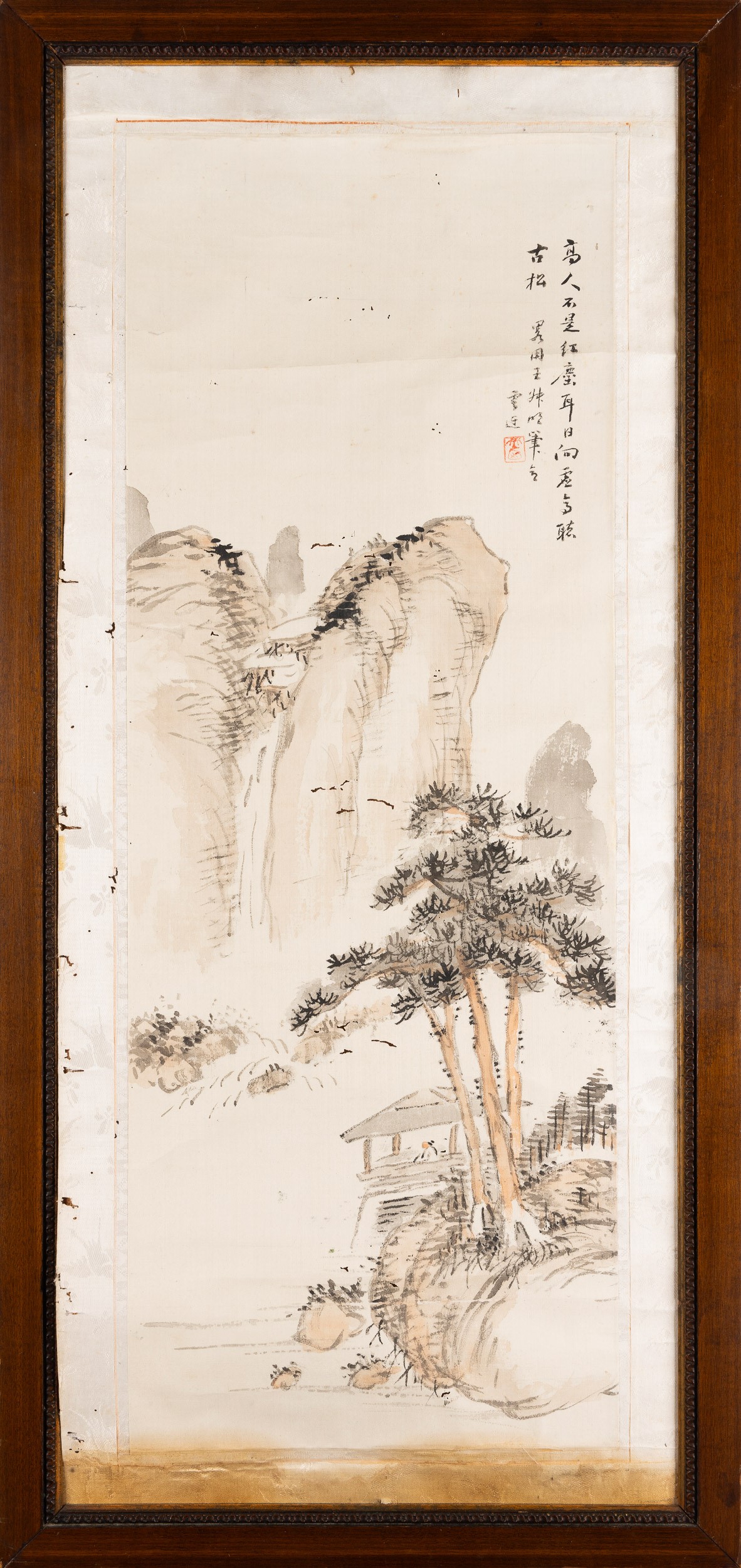 Cina, Scroll raffigurante paesaggio montano nello stile di Hua Yan, con iscrizioni e sigillo, XX ...