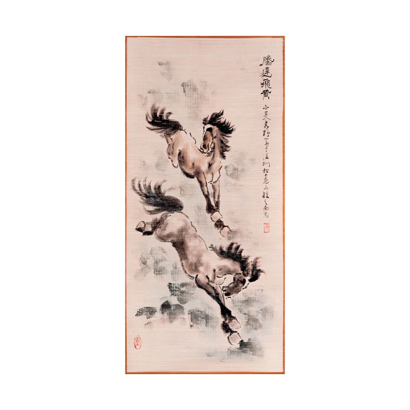 Scroll raffigurante coppia di cavalli con iscrizioni e sigillo, Xu Bei Hong (nello stile di), inchiostro, Cina, XX secolo  - Auction Fine Asian Works of Art - Cambi Casa d'Aste