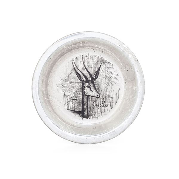 Piatto "Gazelle". Argenteria artistica francese del XX secolo. Bernard Buffet, Parigi, 1973
