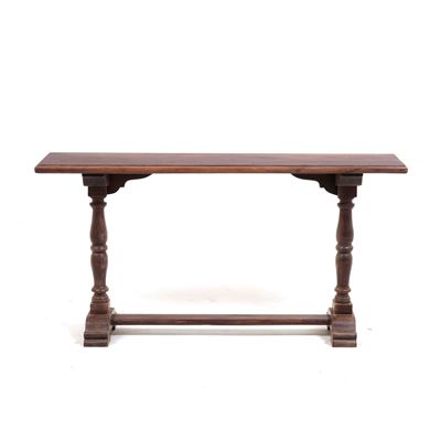 Tavolo da Muro in Legno a Due Gambe Tornite