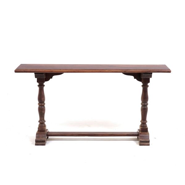 Tavolo da muro in legno a due gambe tornite