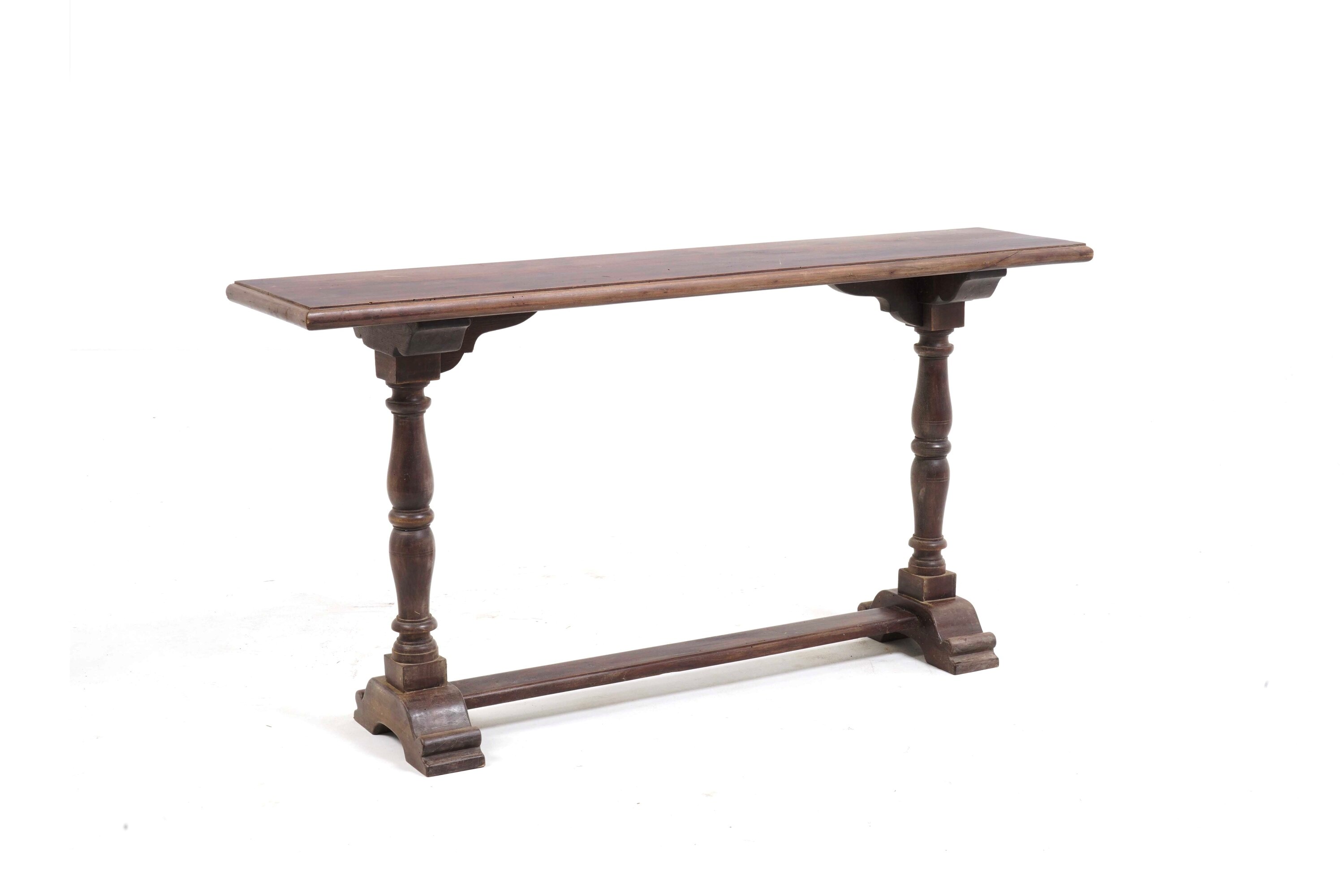 Tavolo da Muro in Legno a Due Gambe Tornite