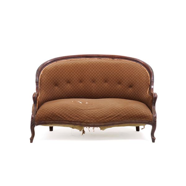 Divanetto in legno imbottito a due posti