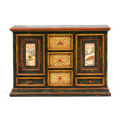 Credenza in Legno Dipinto a 5 Cassetti e Due Sportelli. XX Secolo