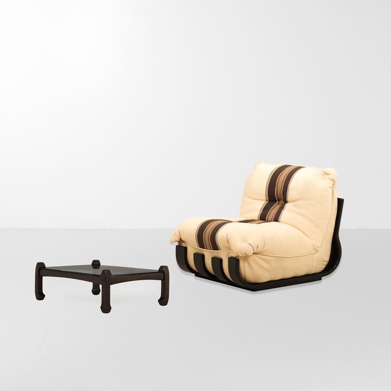 Luciano Frigerio : Poltrona mod. Gran Visir e tavolo mod. Samurai  - Auction Design - Cambi Casa d'Aste