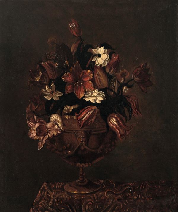 Giacomo Recco - Natura morta con vaso di fiori