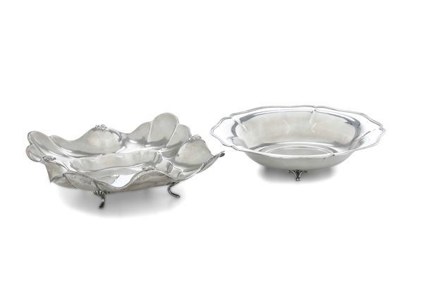 Due alzatine diverse. Argenteria italiana del XX secolo