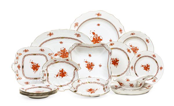 Servizio da tavola "Apponyi Orange" Ungheria, Manifattura Herend, XX secolo
