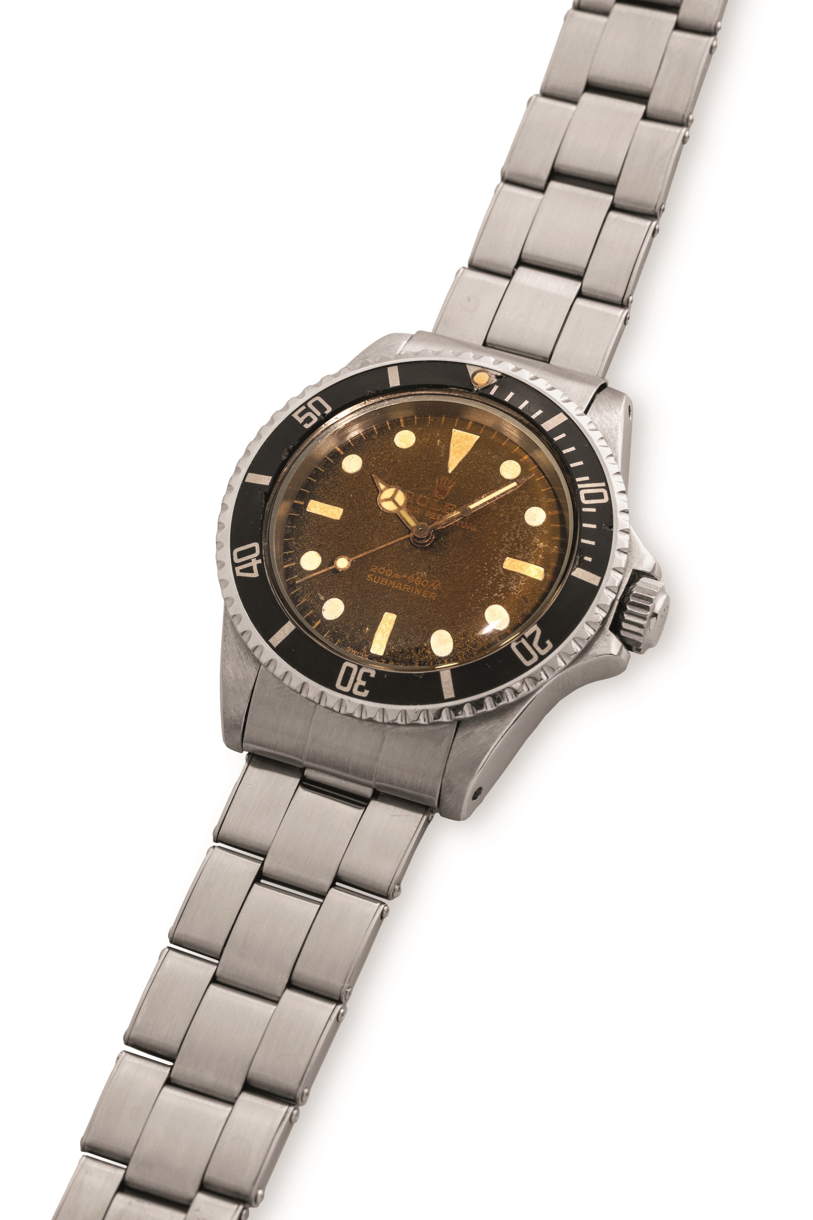 Rolex - Submariner ref. 5513 in acciaio, quadrante nero gilt virato al marrone 'Tropical', circa ...