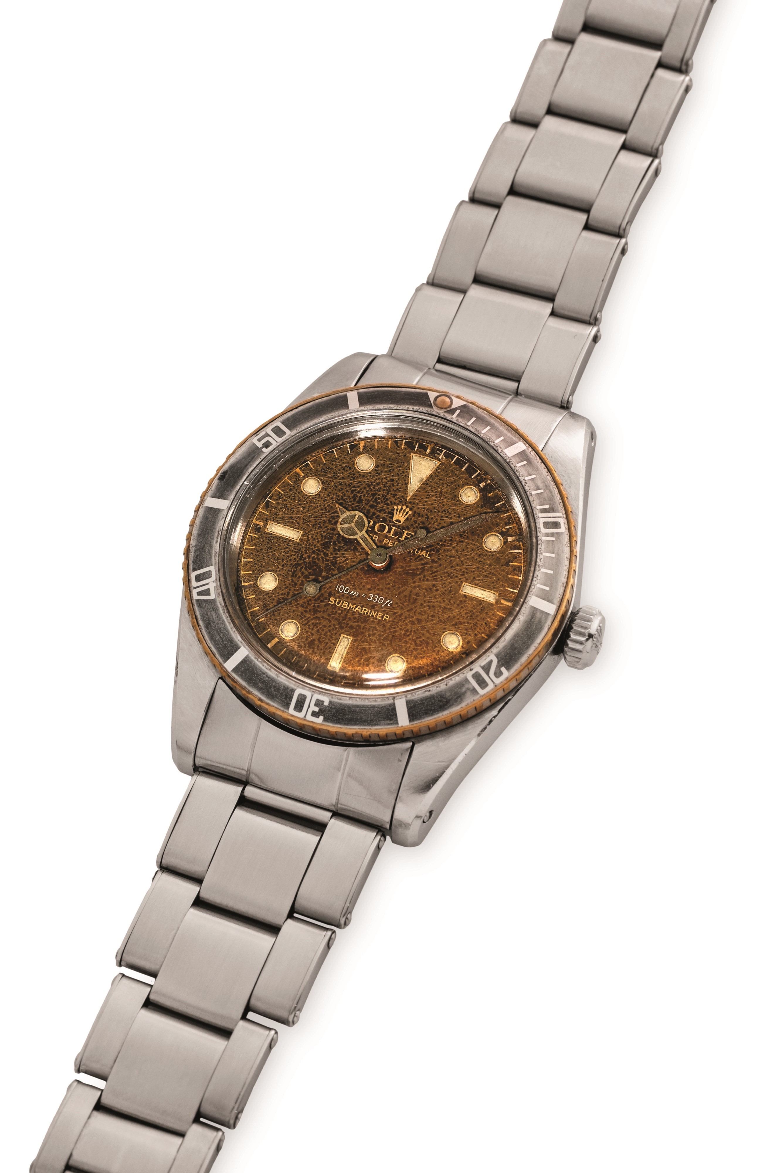 Rolex - Submariner ref 5508, acciaio, quadrante nero gilt virato al marrone, circa 1959