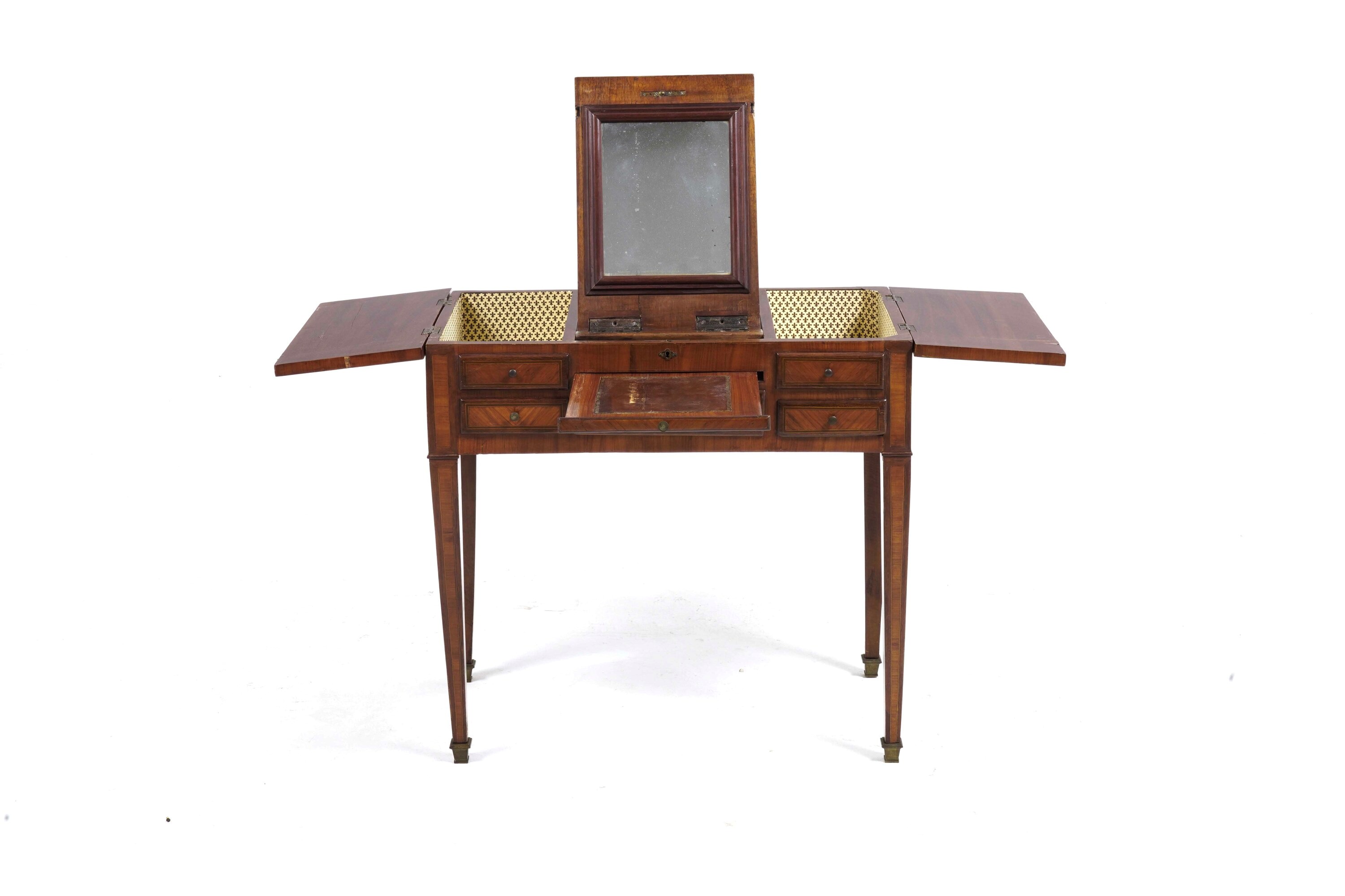 Toilette in Legno Lastroanto e Intarsiato. XIX-XX Secolo