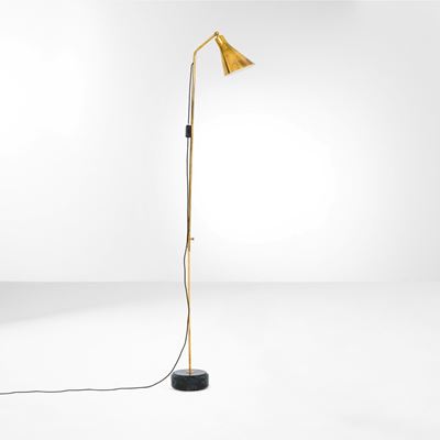 Lampada da terra mod. LTE3, ottone e marmo, Italia, circa 1960
