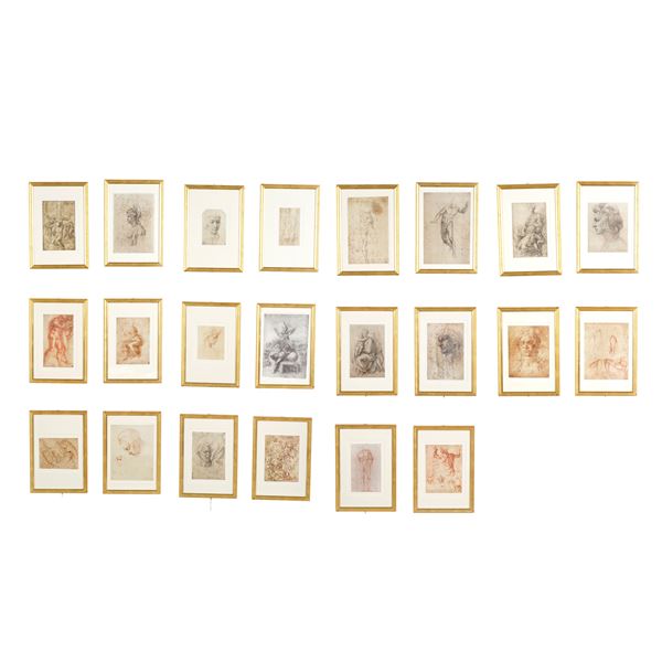 Gruppo di incisioni 28 da Michelangelo, entro cornici