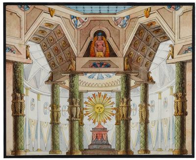 Scuola del XIX secolo, Quattro acquerelli su carta con soggetti differenti