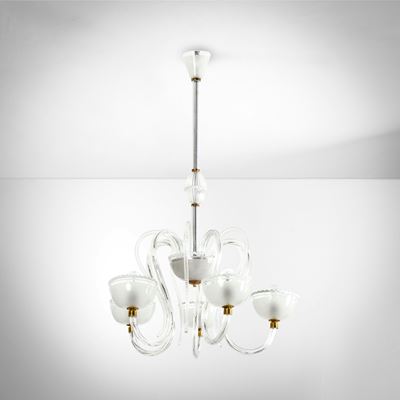 Lampada a sospensione in vetro di Murano e metallo