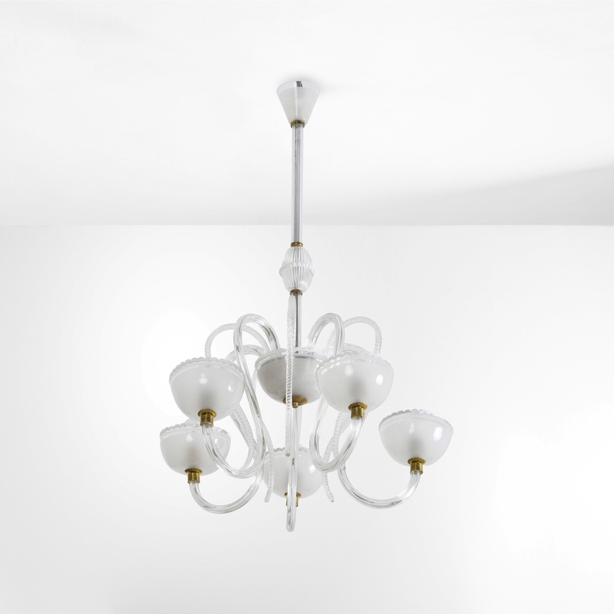 Seguso - Lampada a sospensione in vetro di Murano e metallo