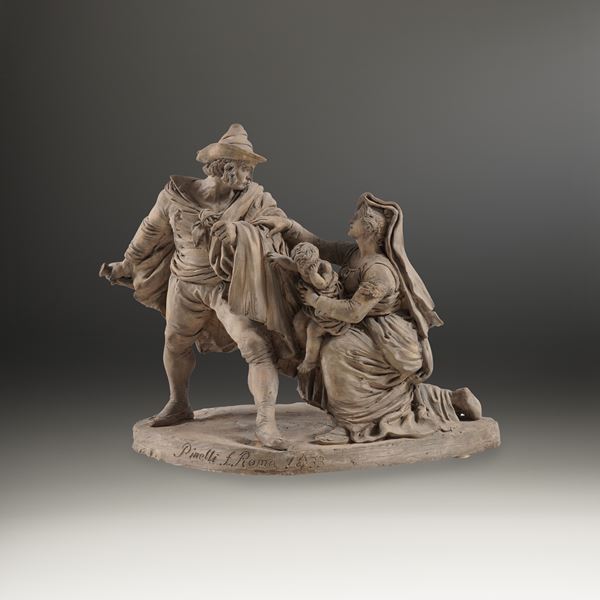 L'addio del brigante. Bartolomeo Pinelli, Roma 1833. Firmata e datata alla base "Pinelli F. Roma 1833 [..]