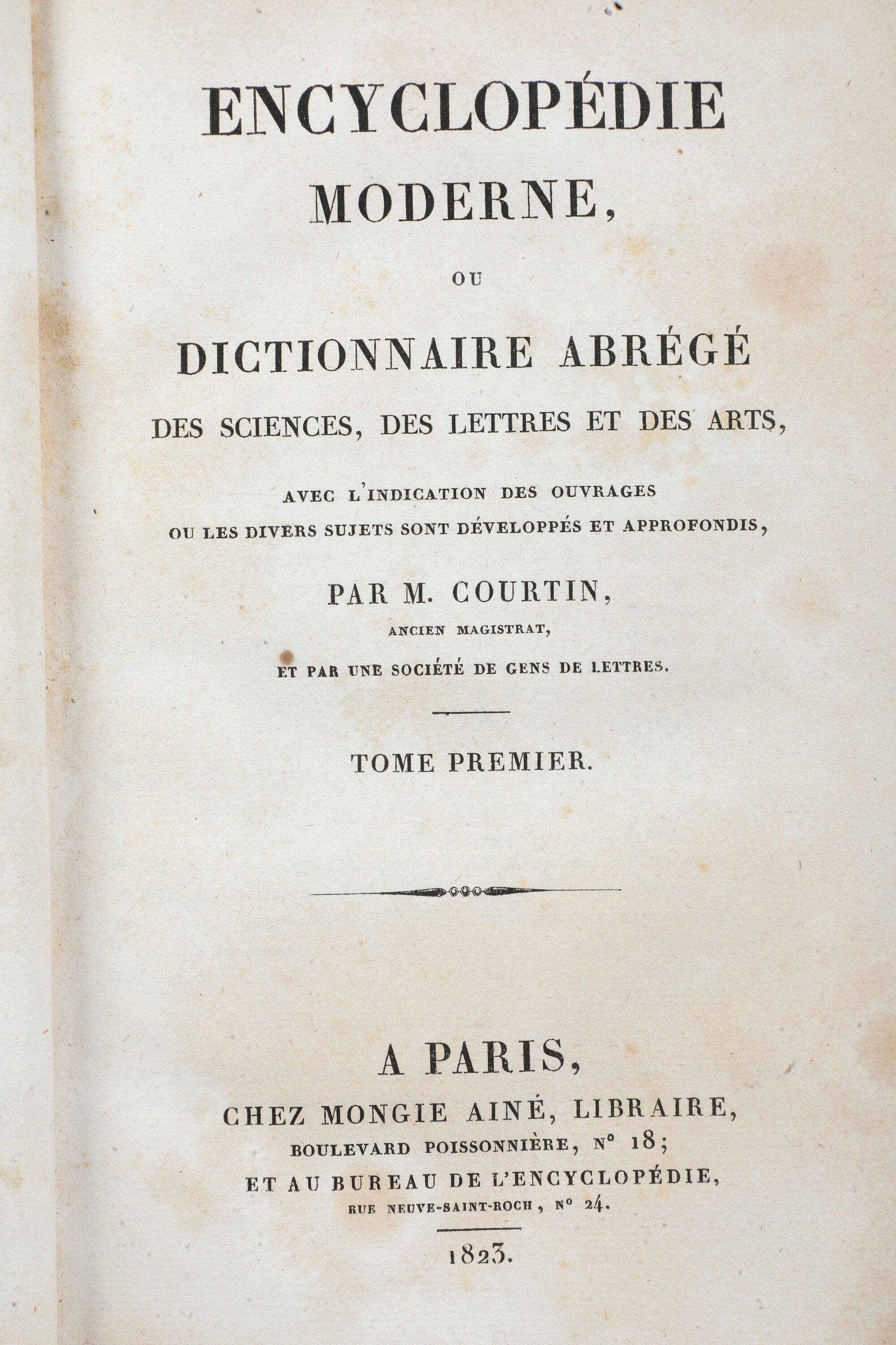 Encyclopédie Moderne Ou Dictionnaire Abrégé, a Paris, 1823