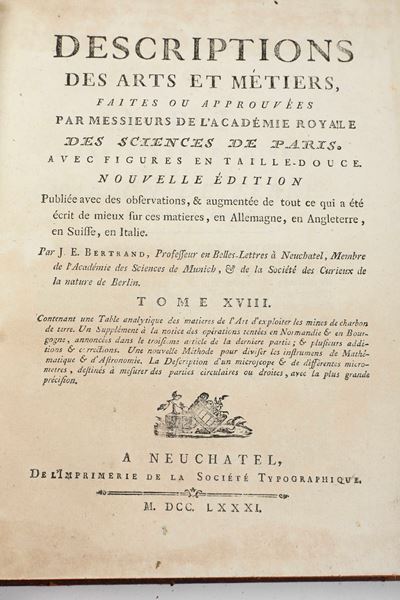 Descriptions Des Arts Et Metiers, a Neuchatel, 1683