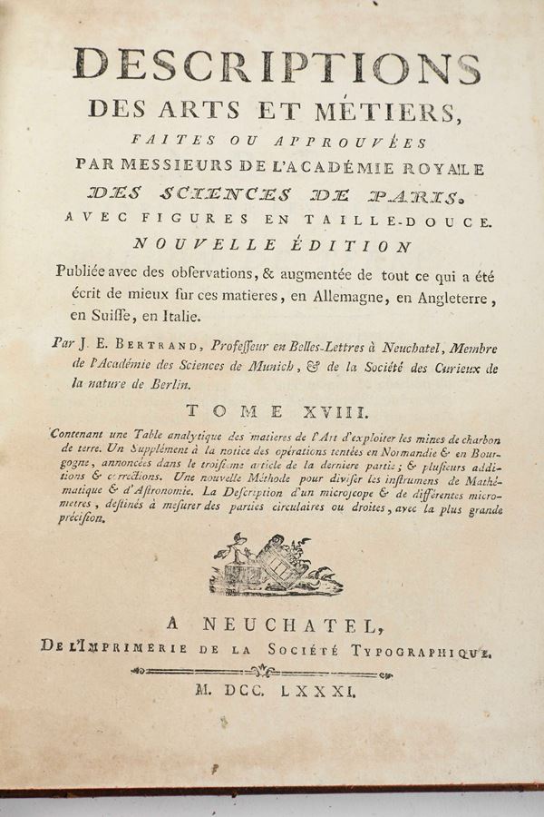Descriptions des arts et metiers, a Neuchatel, 1683