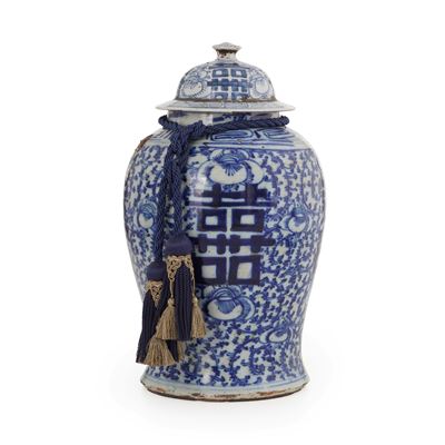 Potiche in Porcellana Bianca e Blu. Cina XX Secolo