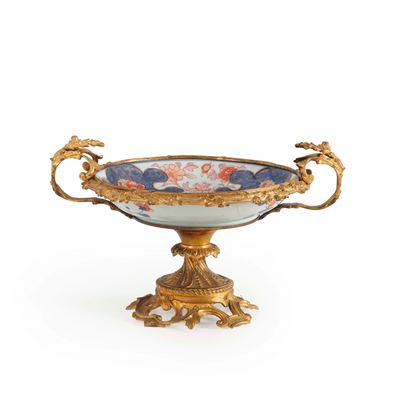 Coppa in Porcellana Imari con Montatura in Bronzo Dorato