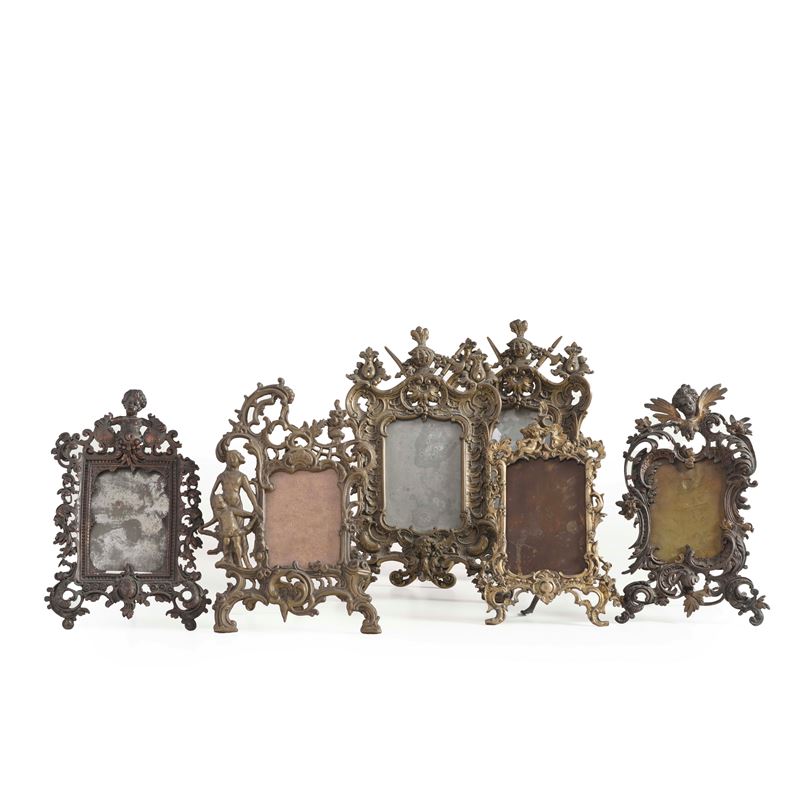 Sei cornicette in bronzo e metallo  - Auction Antiques - Cambi Casa d'Aste