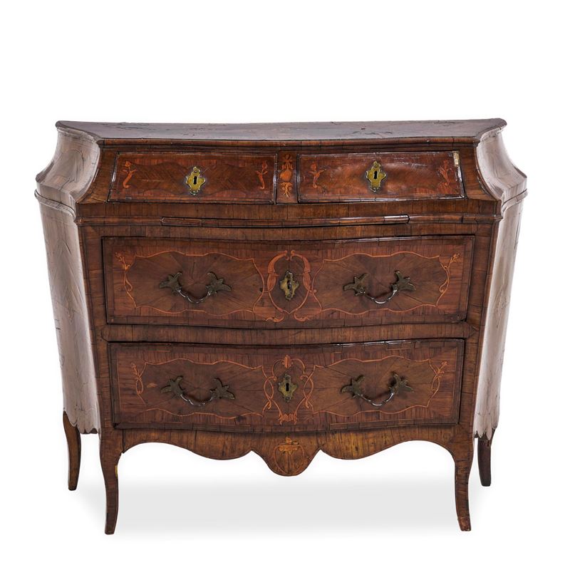 Cassettone a urna lastronato e filettato. Veneto, XVIII secolo  - Auction Italian Mansions - Cambi Casa d'Aste