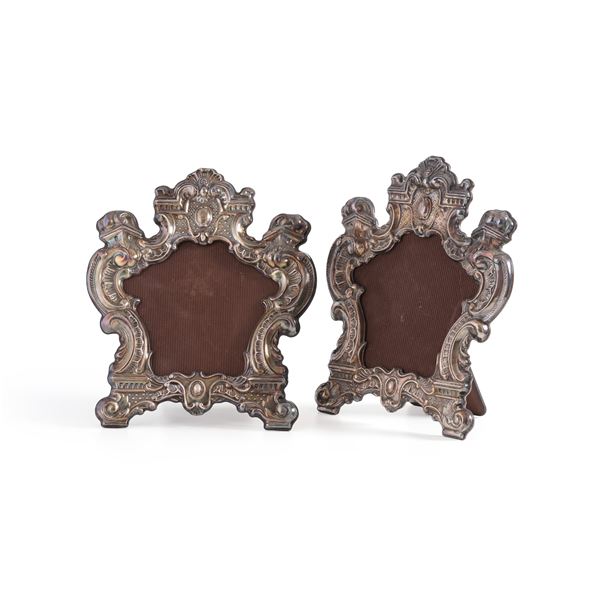 Due cornici da cartagloria legno e argento 925. Argenteria fiorentina del XX secolo