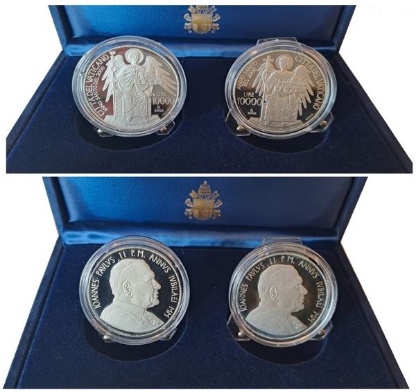 Vaticano 2000 – dittico da 10.000 Lire in argento Fondo Specchio - VERSO L'ANNO SANTO DEL 2000