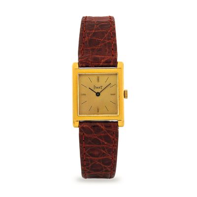 Orologio da polso modello Tank in oro giallo 18k con quadrante champagne Clous de Paris, circa 19...