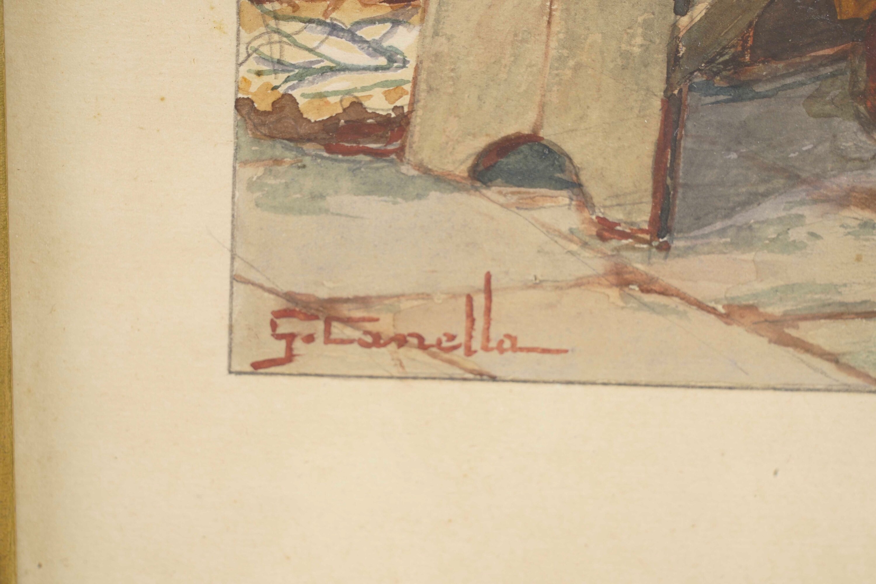 Giuseppe Canella - Pescivendolo, acquerello su carta