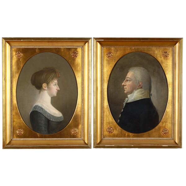 Scuola del XIX secolo Ritratti di coniugi