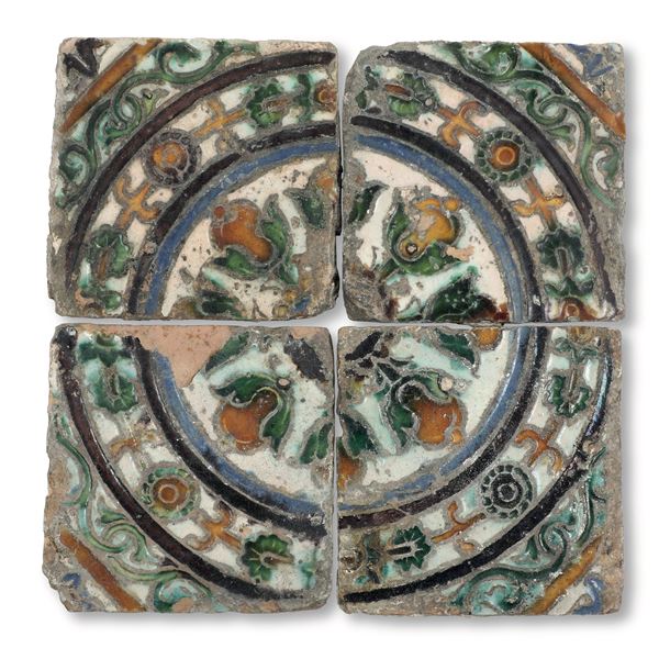 Quattro “azulejos” Spagna, Siviglia, prima metà del XVI secolo