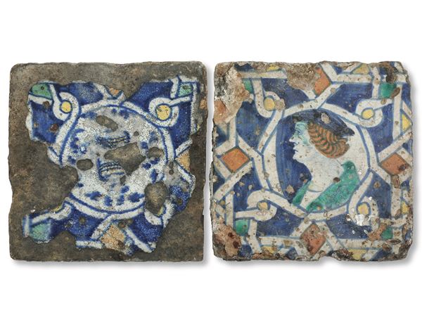 Due mattonelle (Laggioni) Savona, primi del XVI secolo