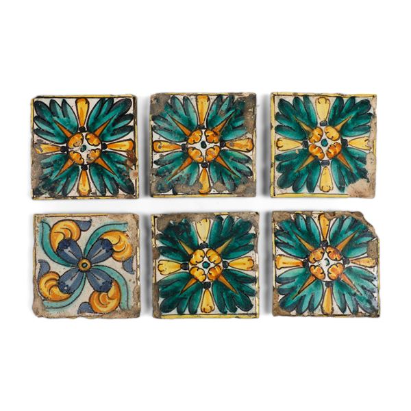 Sei “azulejos” Spagna, Valencia, prima metà del XVIII secolo 