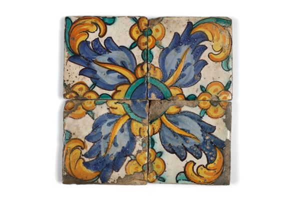 Quattro “Azulejos” Spagna, probabilmente Barcellona, XVII secolo 