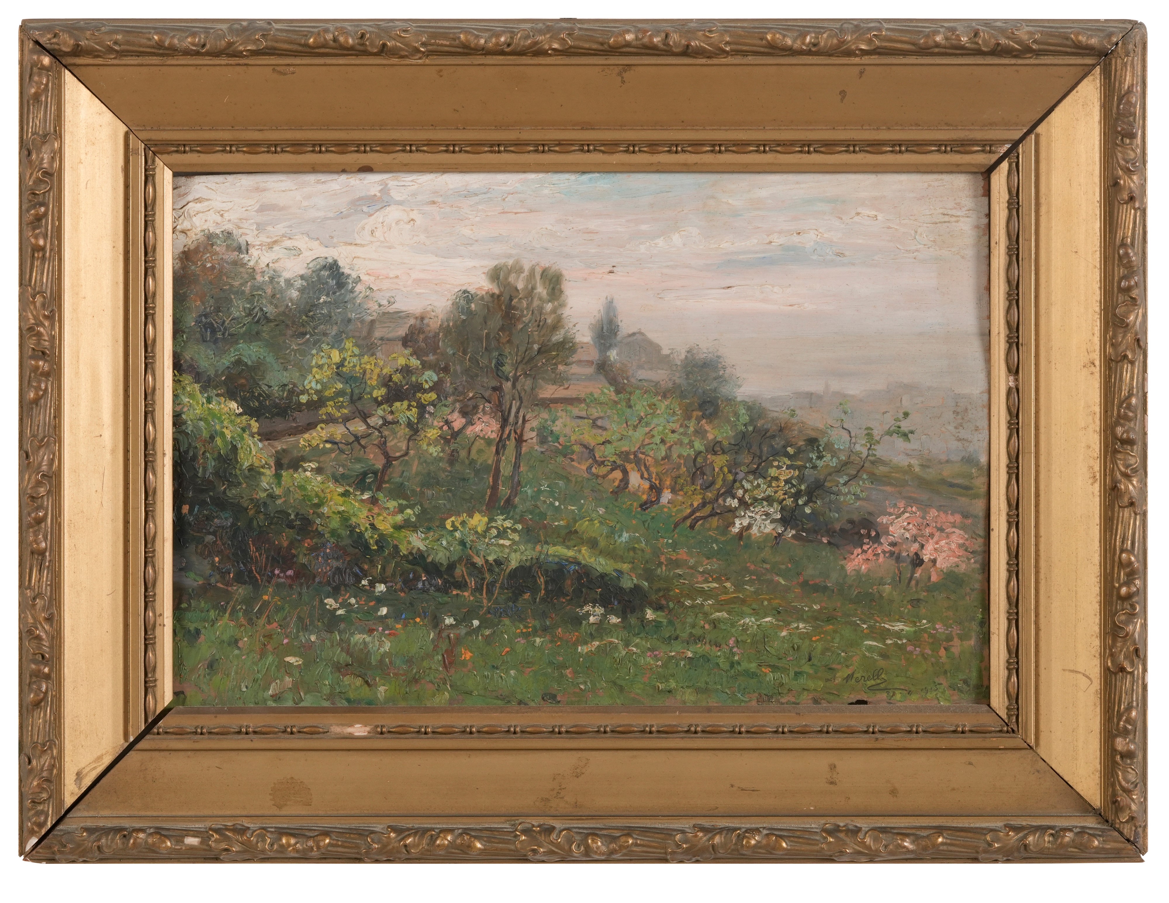 Amedeo Merello - Paesaggio, olio su tavoletta