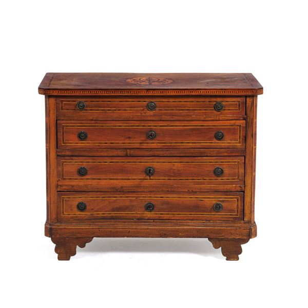 Cassettone direttorio lastronato ed intarsiato