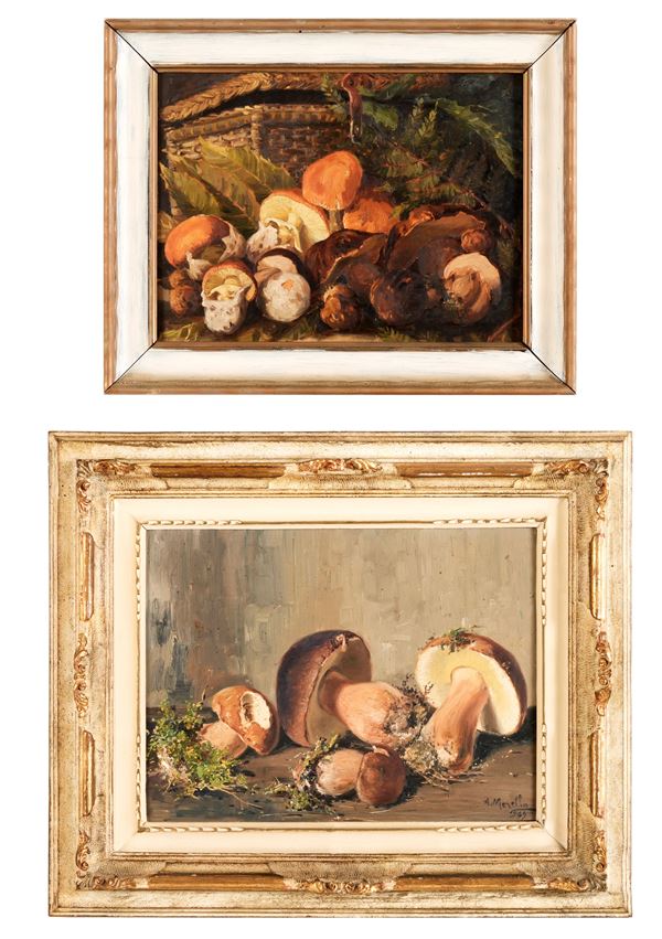 Due dipinti con funghi