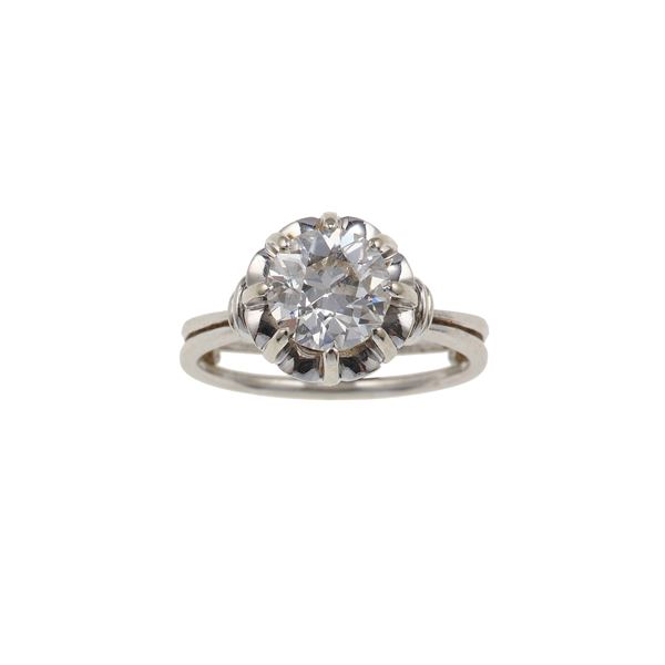 Anello con diamante di vecchio taglio di ct 0.70 circa, caratteristiche interne P2