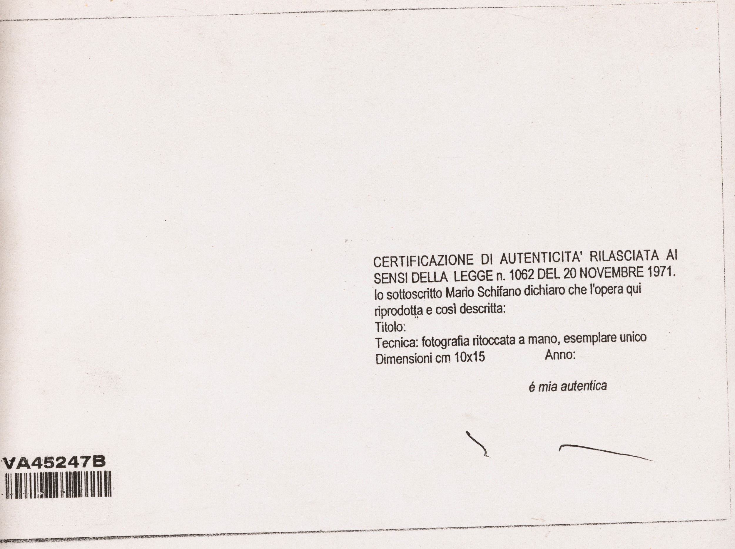 Mario Schifano - Senza titolo - fotografia ritoccata a mano