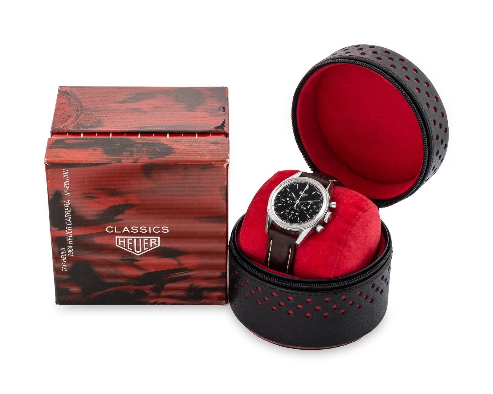 Heuer - Cronografo Carrera 1964 Re-Edition, ref. CS311, acciaio, quadrante nero