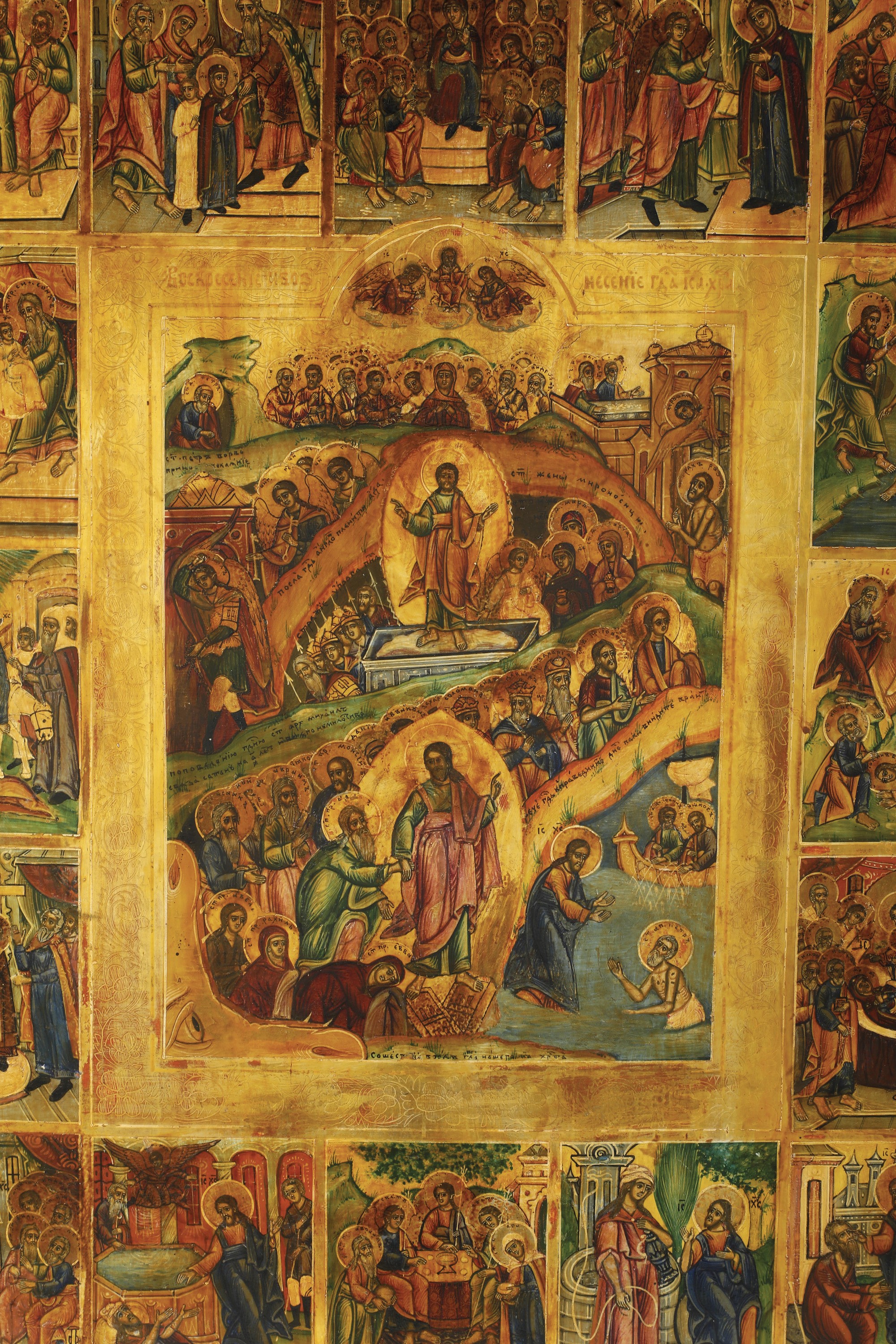 Icona Raffigurante la Resurrezione di Cristo, L'incontro delle Donne Mirofore e la Pentecoste