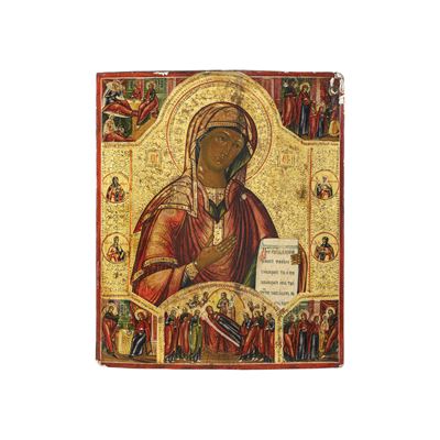 Icona Raffigurante la Deipara Bogoliubskaya. Russia, XIX Secolo.