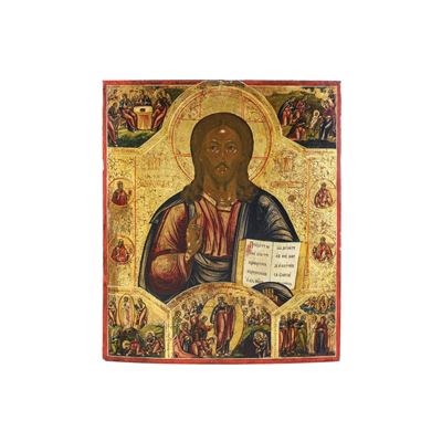 Icona con Cristo Pantocratore. Russia, XIX Secolo.