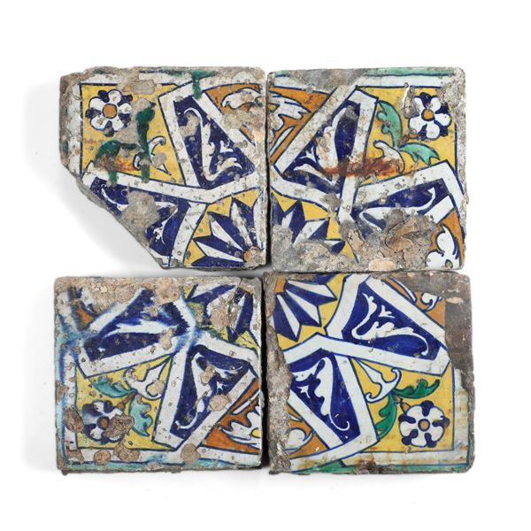 Quattro mattonelle (laggioni) Savona, primi decenni del XVI secolo 