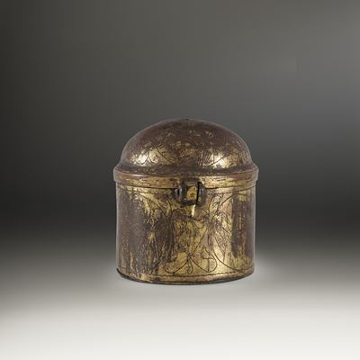 Pisside, arte medievale, bronzo e rame inciso e dorato, Italia o Francia, XIV secolo